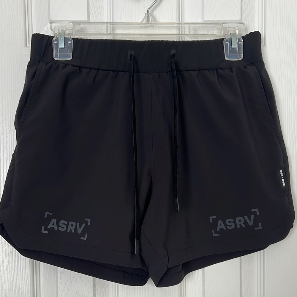 ASRV Black Athletic Shorts Lightweight Moisture-Wicking
